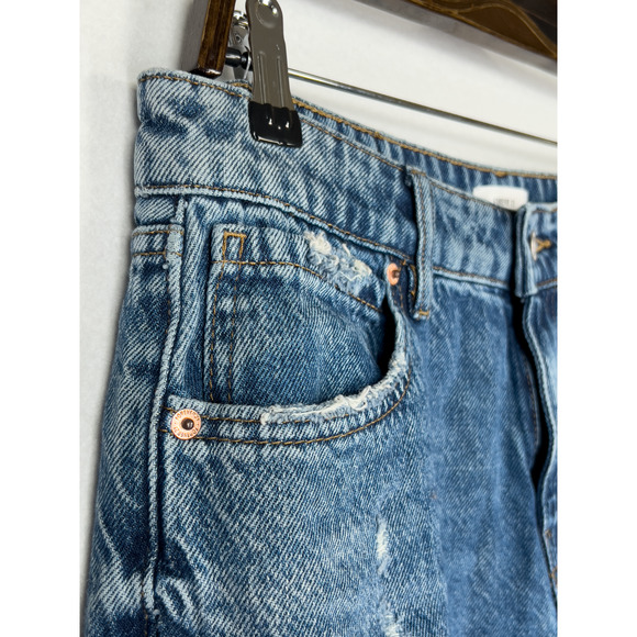 Forever 21 Distressed Mid Rise Baggy Wide Straight Jean Retro Y2K Grunge Size 27 - Picture 2 of 5